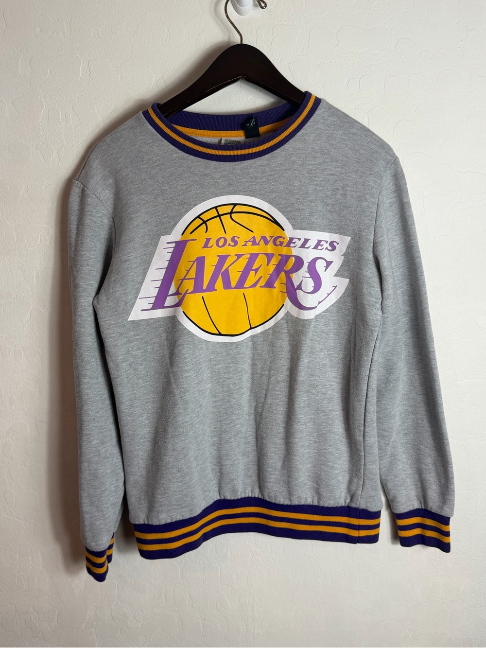 Vintage Los Angeles Lakers Hardwood Classic Gray Logo Crewneck Sweater